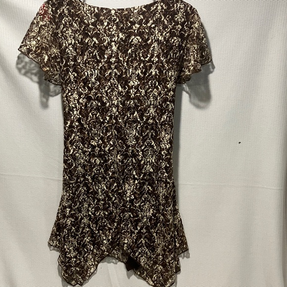Brown Patterned Mini Dress - Picture 3 of 8
